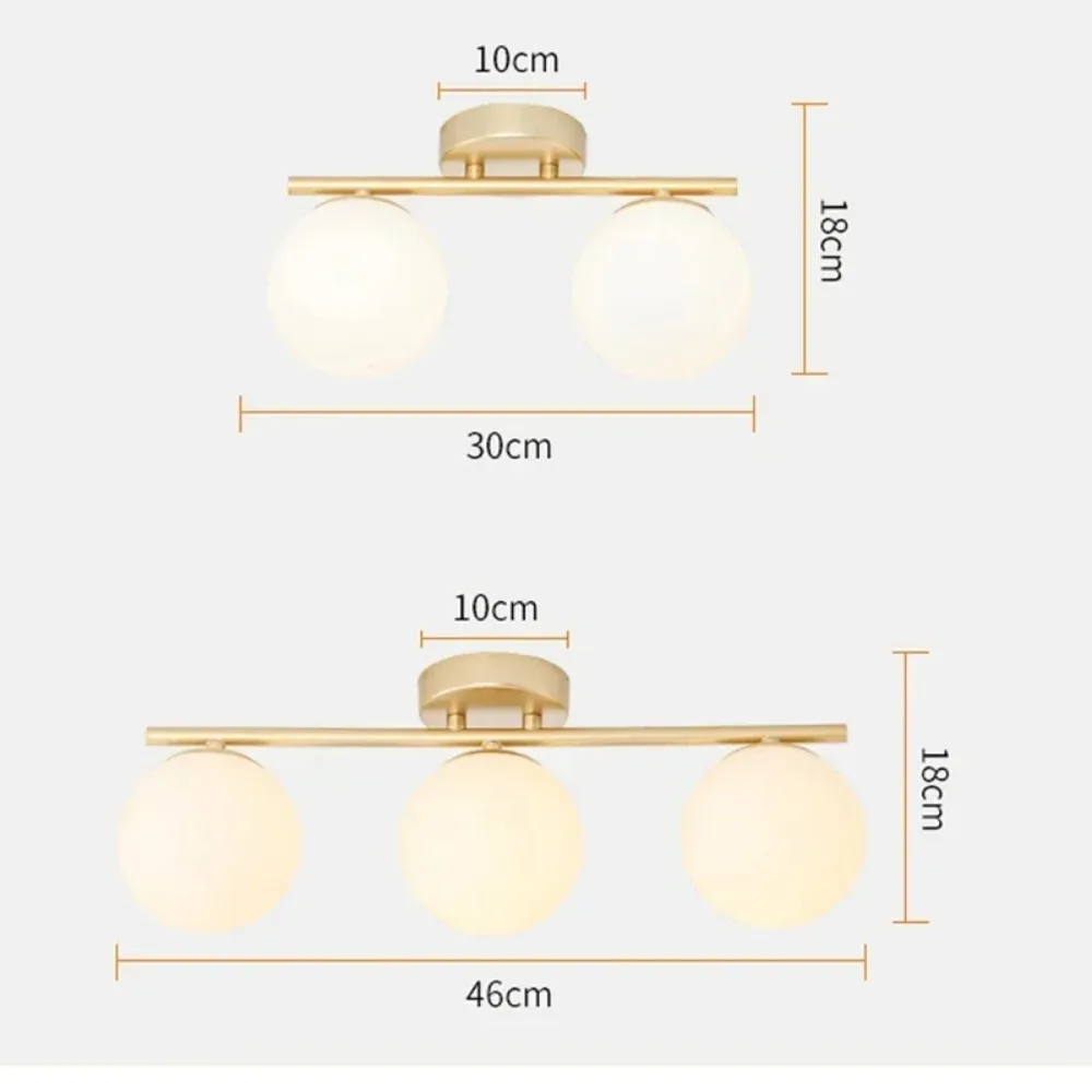 Imagem -05 - Luzes de Teto de Vidro Led Nórdico Bola Branca Lâmpada Criativa do Corredor Dourado Vestiário de Entrada Varanda Quarto Sala de Jantar Lâmpadas