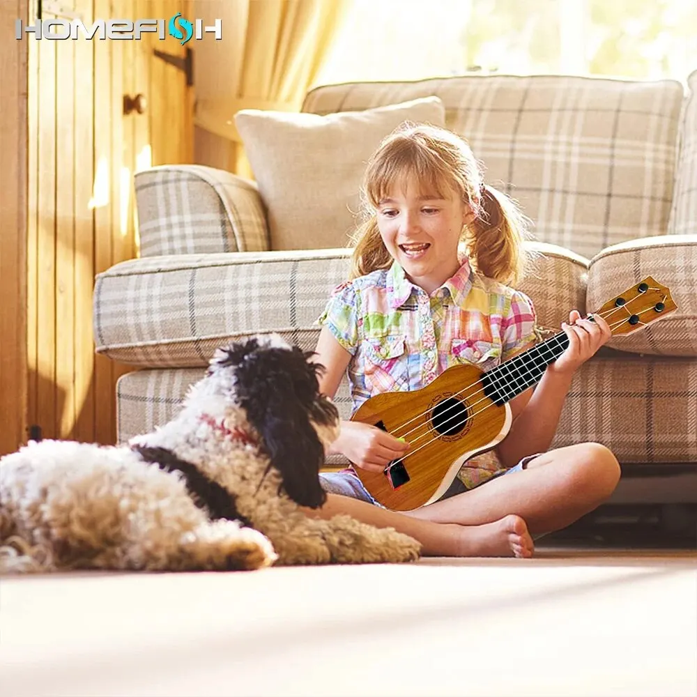 Brinquedo de guitarra infantil ukulele de 35cm pode ser usado para jogar instrumentos elementares com pás simulando brinquedos musicais yukrili