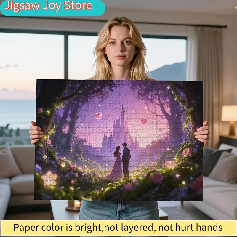 

2D-пазл, 1000 деталей, Замок Диснея, «Парочка в лесу» — Замок Золушки и сцена, подарок на День святого Валентина, подходит для, / активностей,