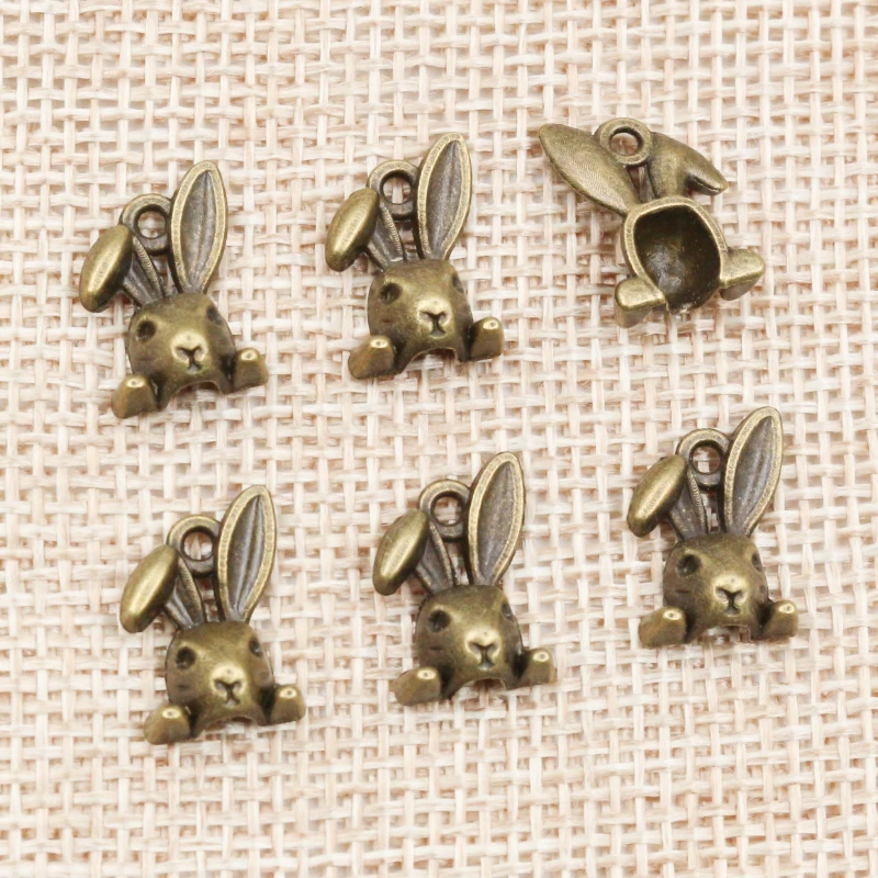 30pcs 14x10mm Antique Bronze Silver Plated Rabbit Head Handmade Charms Pendant:DIY for bracelet necklace