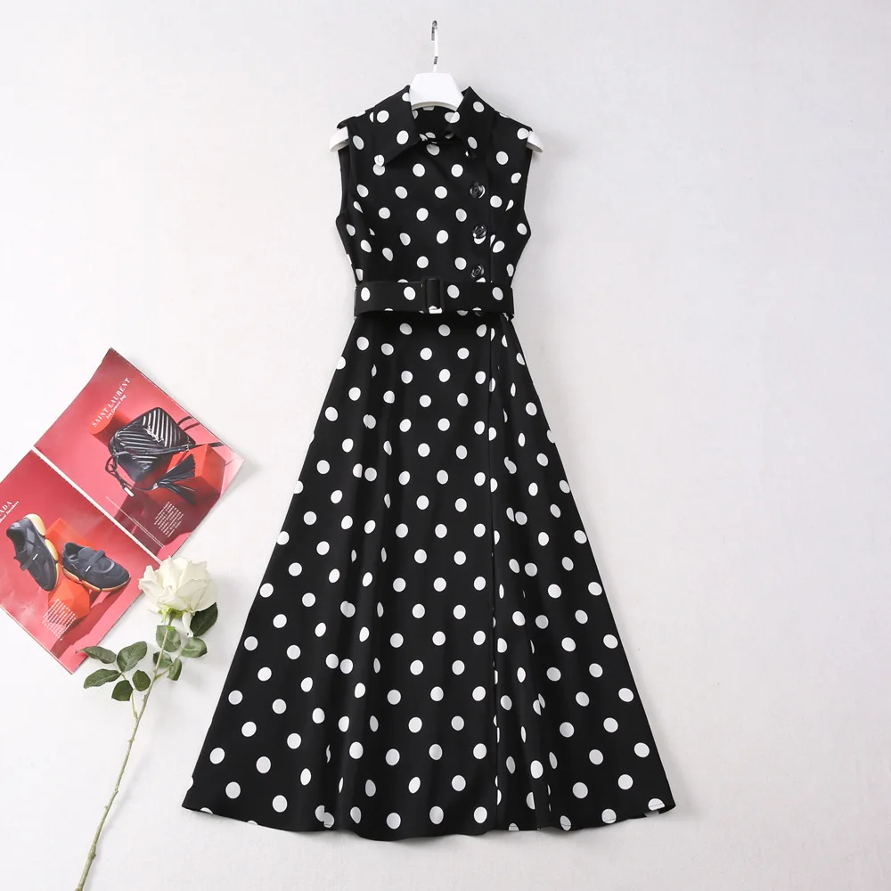 

Платье до середины икры без рукавов с отложным воротником, весна-осень 2024