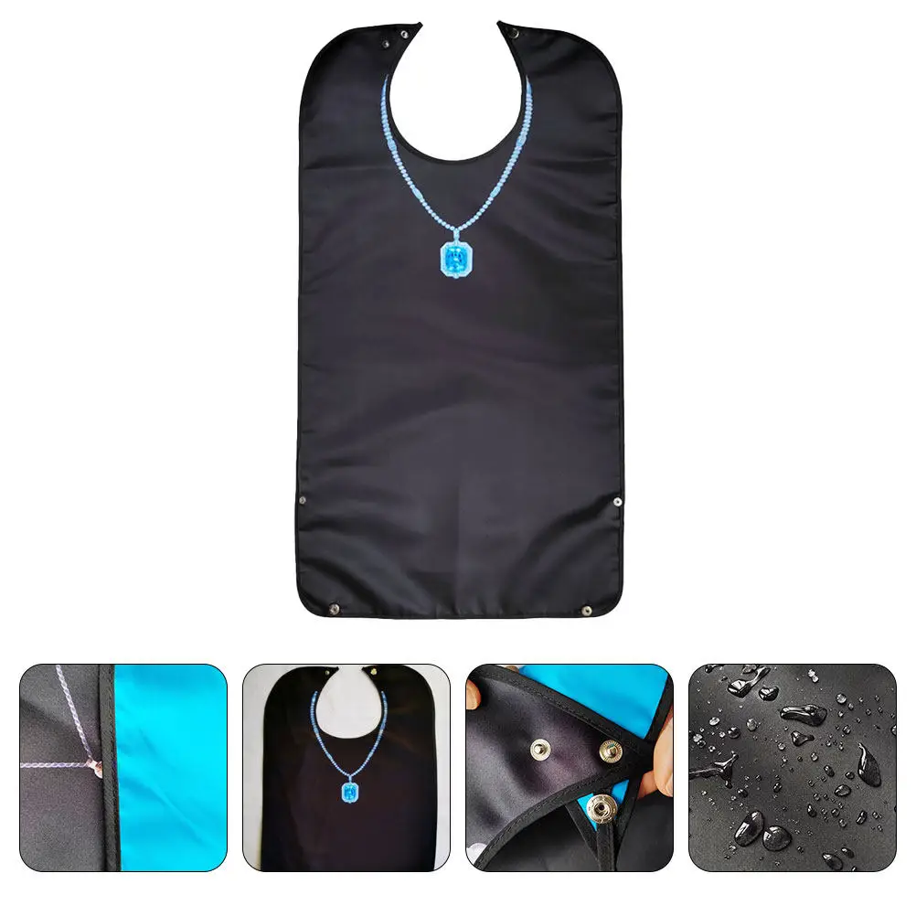 Polyester Adult Bib Waterproof Household Dinner Bib for Elderly Flexible Humanized Design Comfortable Button Closure Stain-Free