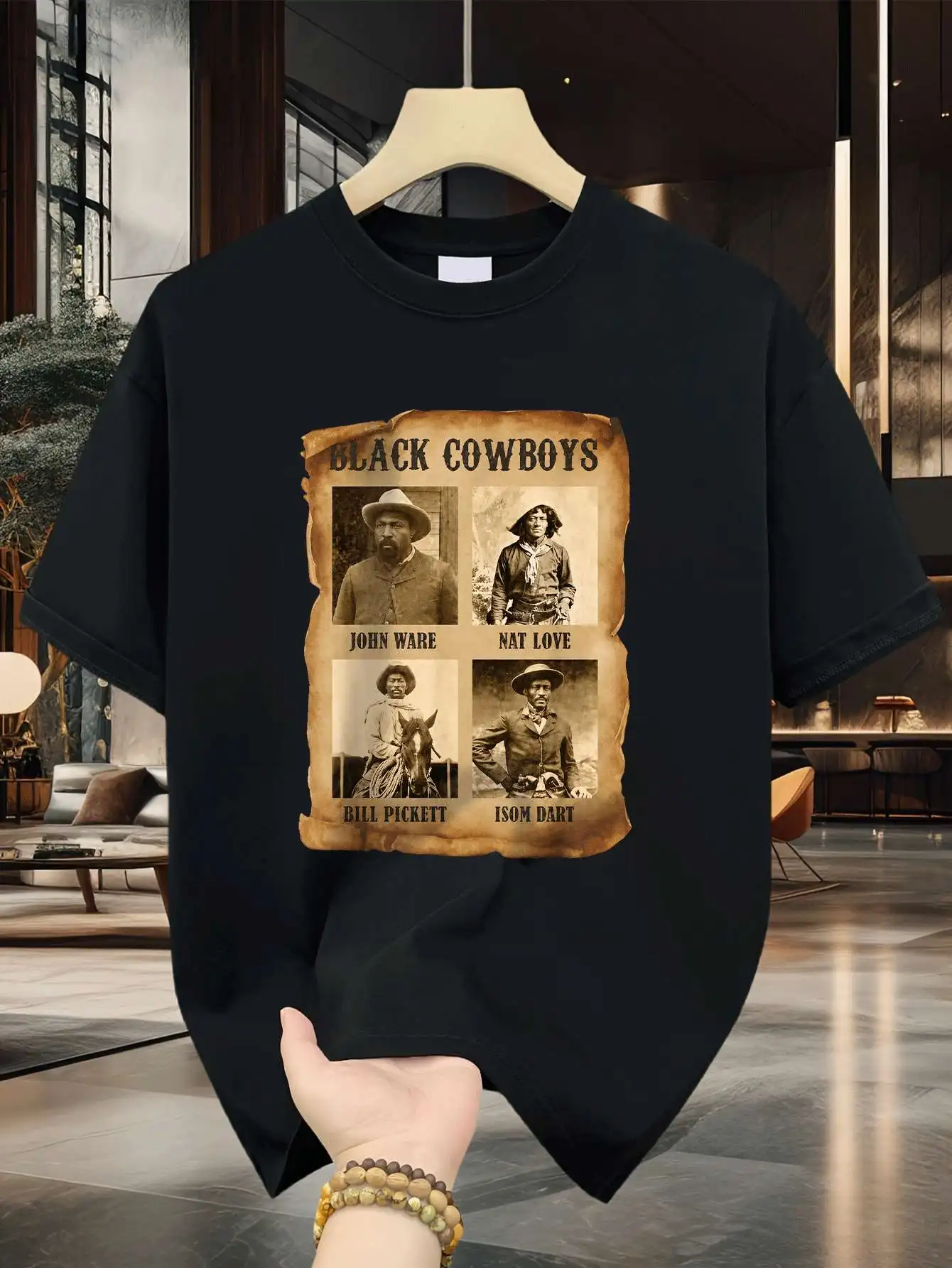 Black Cowboys Collage Men'S Printed T-Shirt Living Room Bedroom Street Travel Outdoor Party Casual Wear.