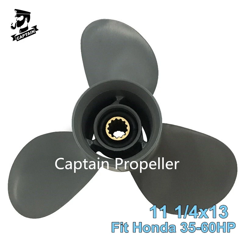 Captain Outboard Propeller 11 1/4X13 Fit Honda Engine 35HP BF40D 45HP BF50D BF50A BF60 13 Tooth 3 Blade Aluminum Honda Propeller