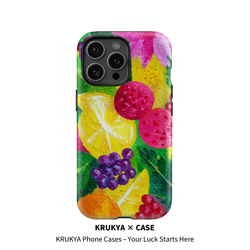 

Krukya Fruits Painted Phone Case For iPhone 16 Pro Max 17 Air 13 15 14 12 11 XS X XR 15 Plus SE 2020 Shockproof Soft Cover
