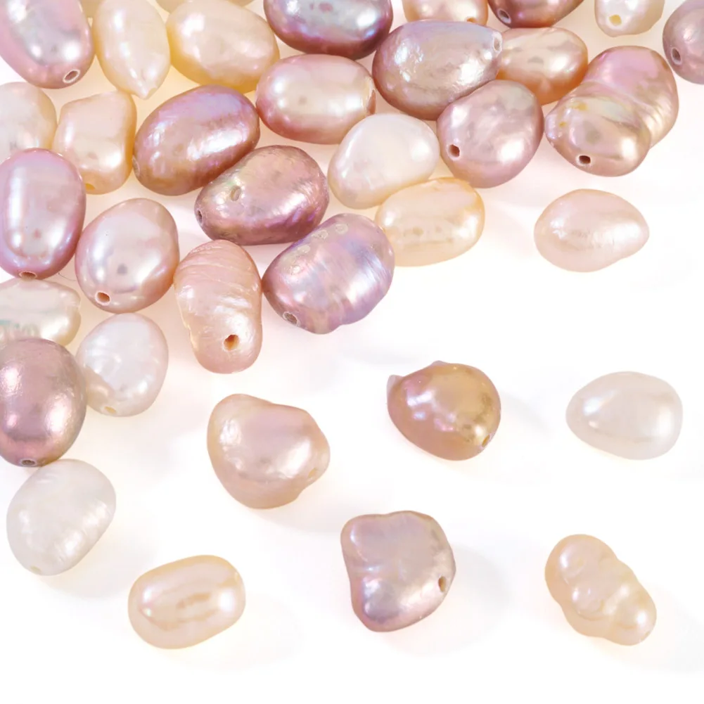 

40Pcs Natural Cultured Freshwater Pearl Beads Two Sides Polished Pearl Loose Beads for DIY Bracelet Necklace Jewelry Making