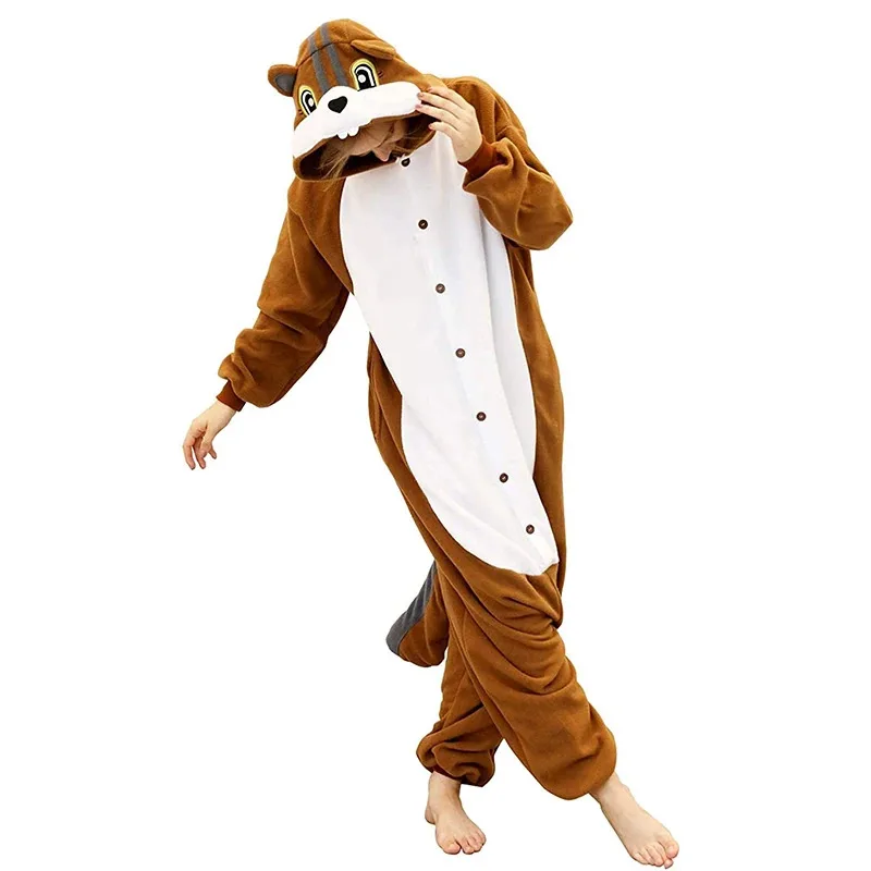 2025 New Squirrel Kigurumi Pajamas Animal Sleepwear Chipmunk Onesie  Adults Halloween Carnival Party Cosplay Costume Pyjama ☆ ☆