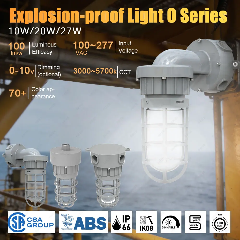 Hazardous Area ATEX Zone 1 10W 20W 27W IP66 LED Chip Framed Switch Warning High Bay Explosion-proof Light