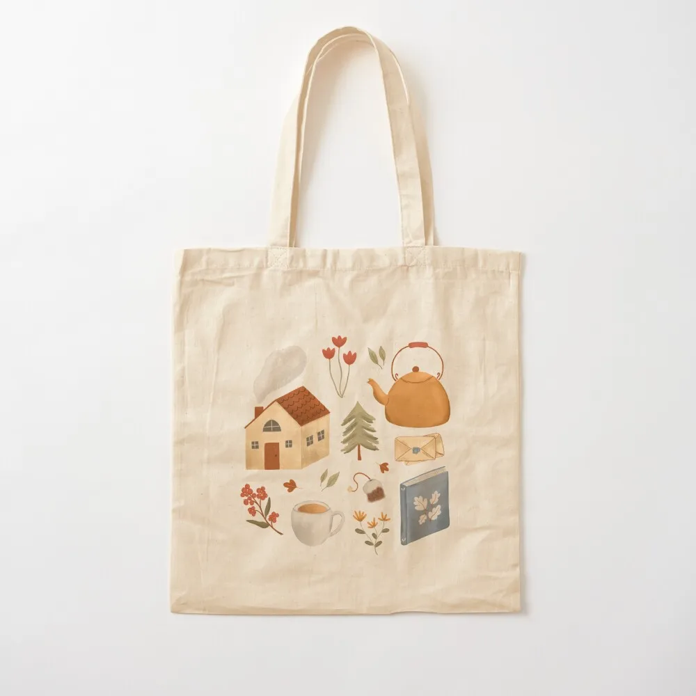 

Cozy Cottage Pattern Tote Bag Shopper handbag personalized tote Canvas Tote Bag