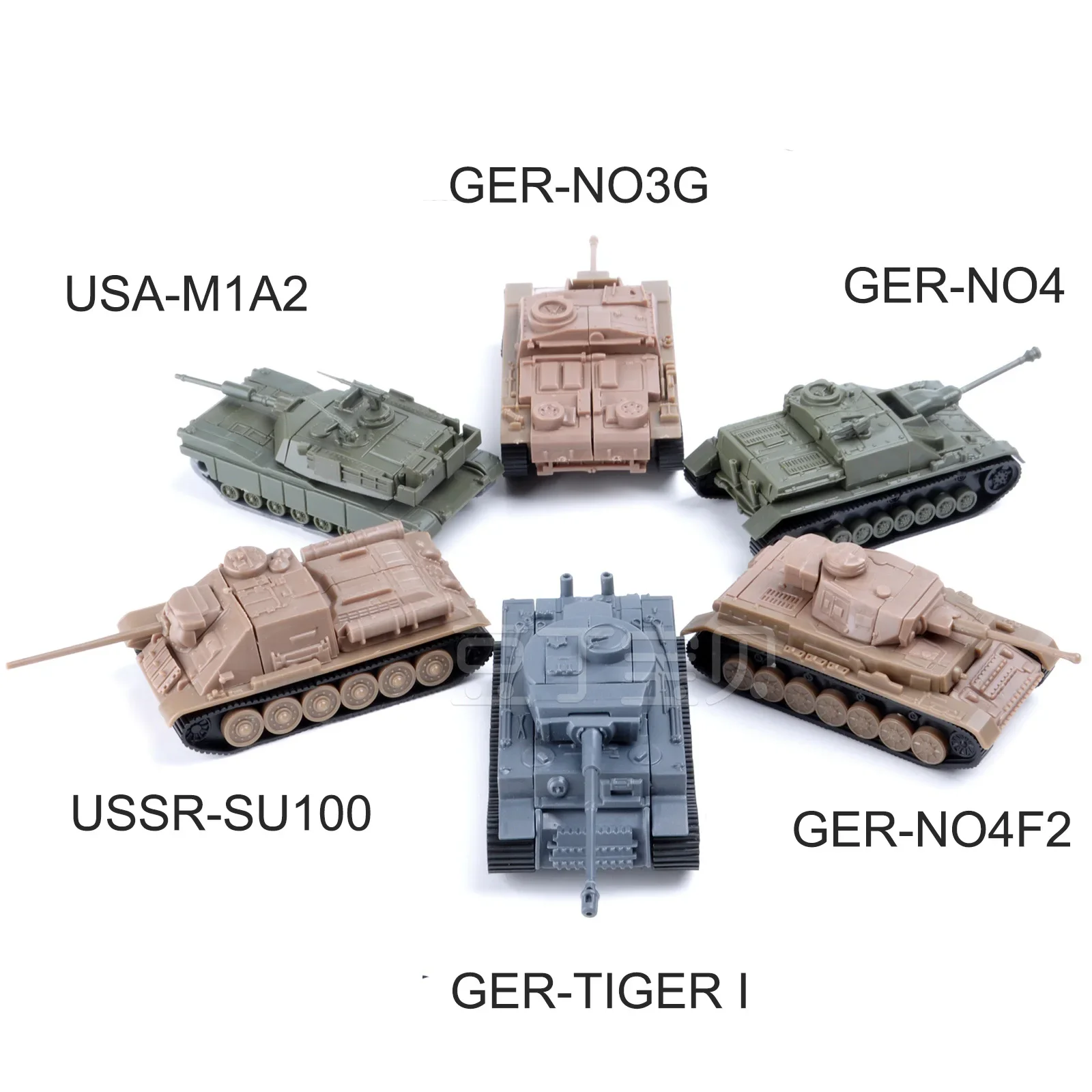 4D Tank Model Assemble WWII Tank Germay Tiger USA M1A2 Su-100 Ger-NO4 Tanks Military Buiding Kits 1:100 Plastic Blocks Model Toy