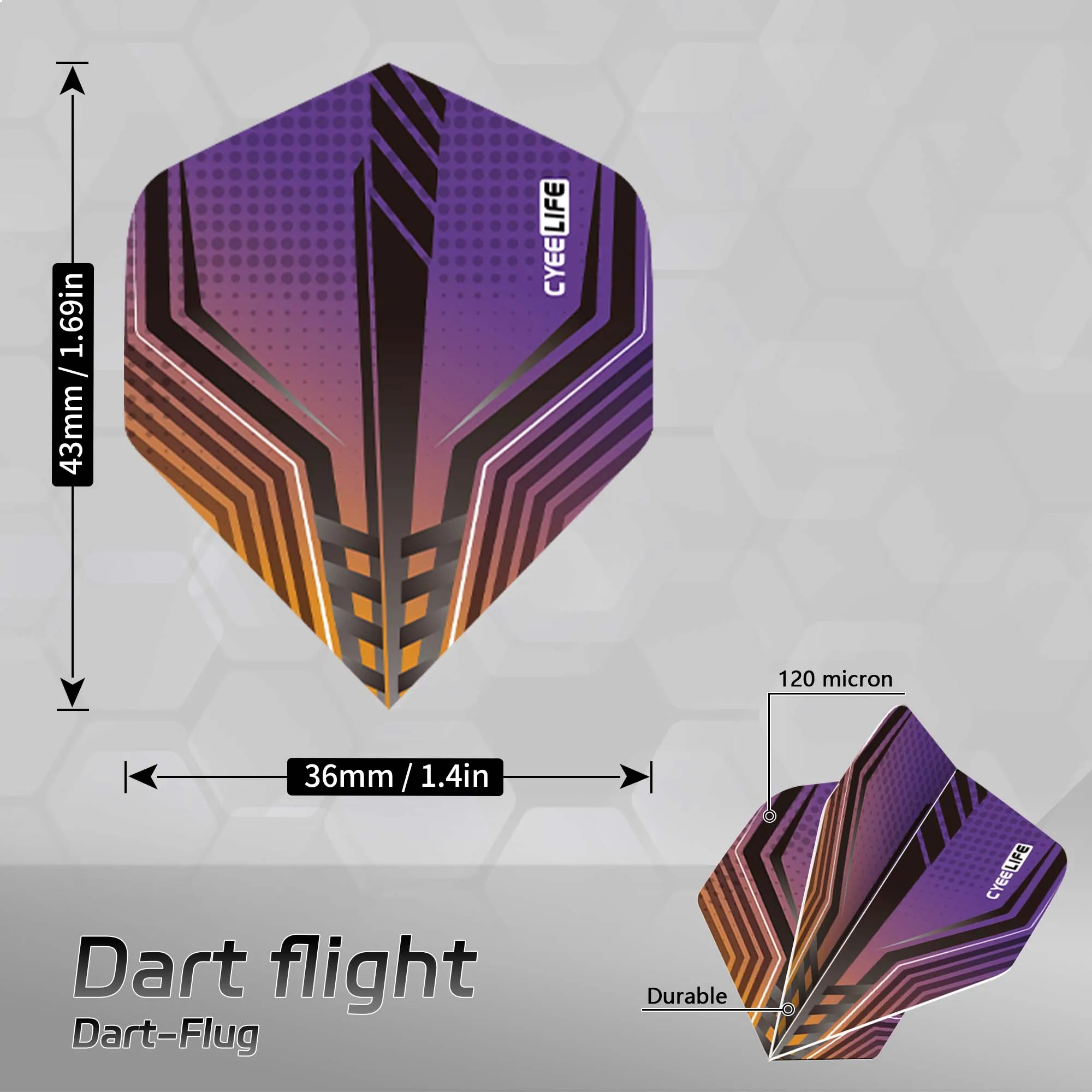 CyeeLife 15PCS Standard Dart Flights Nice Darts Flight Dardos Feather Outdoor Wing Tail Pattern