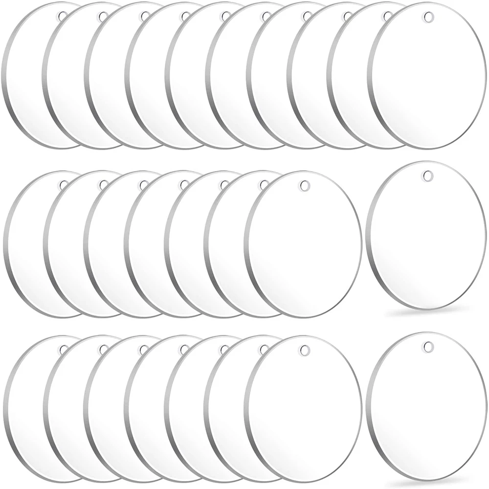 50pcs Clear Keychains Transparent Circle Discs Acrylic Blanks Keychain Bulk for Keychain Pendant DIY Jewelry Making