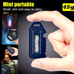 Keychain Flashlight Multifunctional Rechargeable Mini Led Light Portable Selfdefense Whistle Built In 800mAh Battery For Outdoor