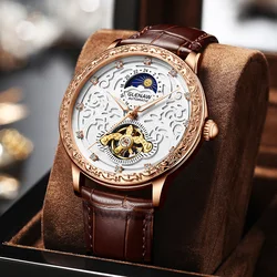 GLENAW 2023 New Top Brand Men's Watch Mechanical Wirstwatches Luxury Skeleton Automatic Clockwork Watches for Male reloj hombre