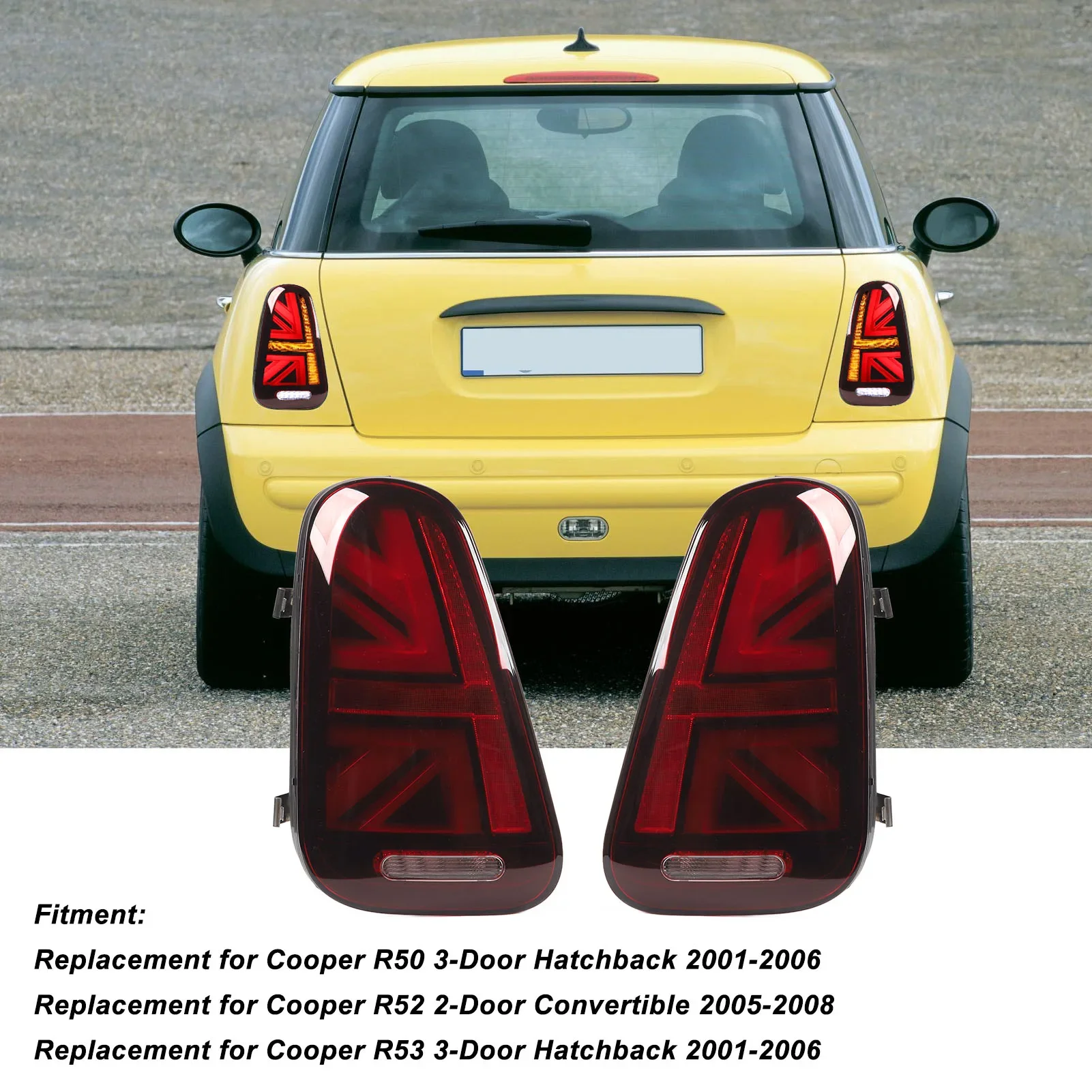 For Mini Cooper R50 R52 R53 2001 2002 2003 2004 2005 2006 1 Pair Red LED Tail Light With Dynamic Turn Signal Rear Brake Lamp