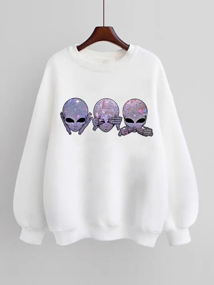 

Alien Face Funny Trend 90s Women Fleece Clothing Fashion Pullovers Print Female Long Sleeve Clothes Graphic Sweatshirts