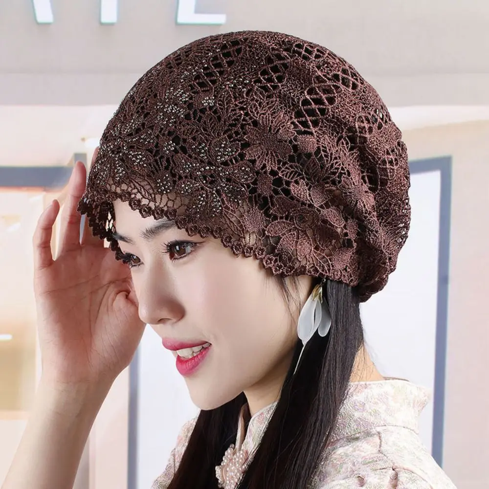 Flowers Lace Hat Breathable Hollowed Out Casual Beret Cap Summer Fashion Sun Visor Women