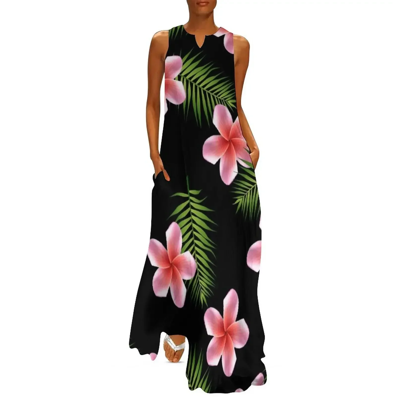 

Tropical Palm Leaves and Flowers (from the Hawaiian Breeze line) Long Dress summer dress Dress