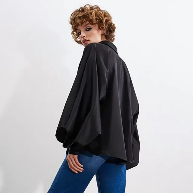 Blusa informal holgada de satén para mujer, camisa blanca de manga larga con farol, ropa de oficina Vintage elegante, 28690