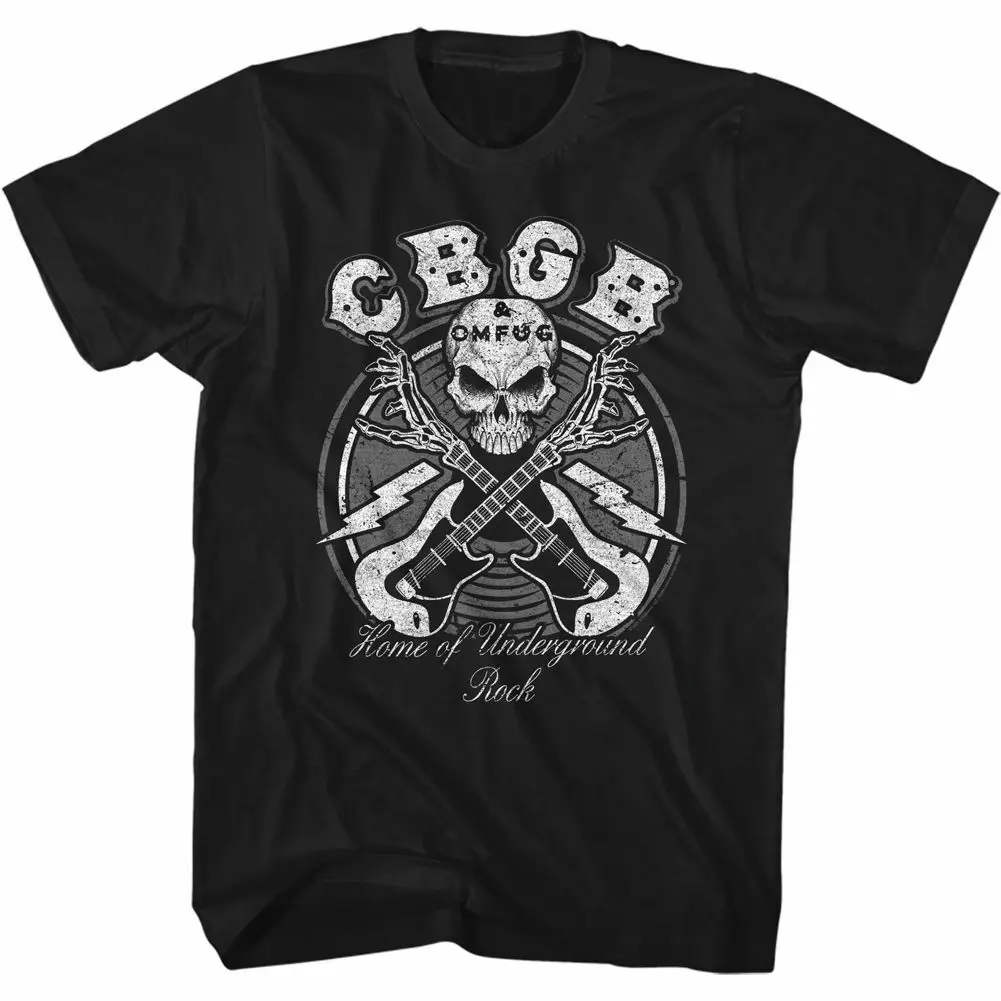 Cbgb Skull Guitars Black Adult T Shirt