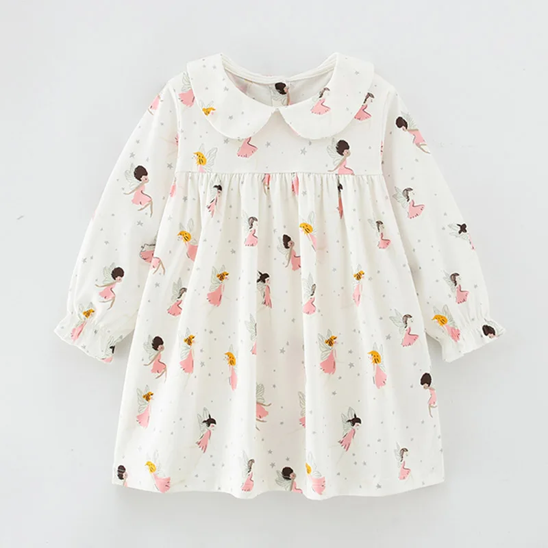 Baby Girl Clothes 100% Combed Cotton Princes Lolita Dresses 2024 Children\'s Clothing Kids Long Sleeve One-pieces Dress for Girls