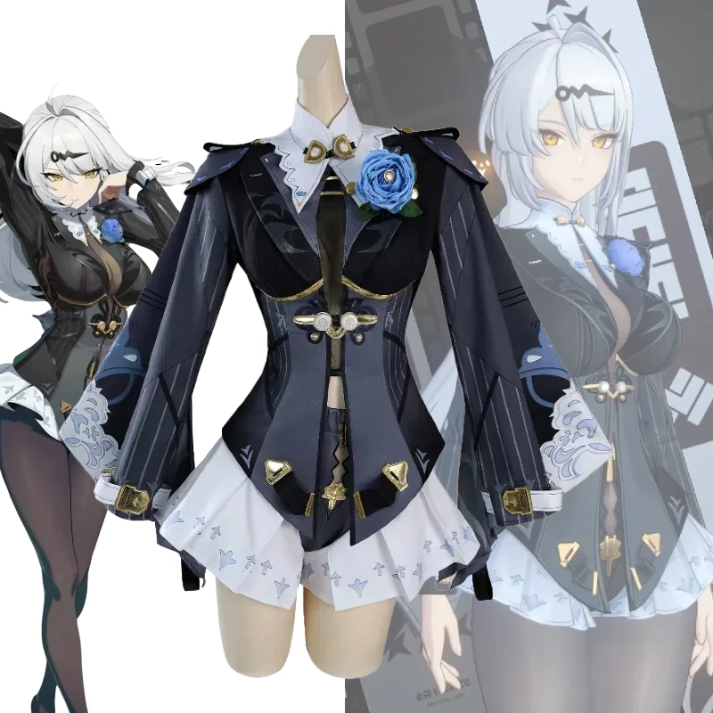 

Yixuan Cosplay Game Zenless Zone Zero Costume Black Long Sleeve Top Pants Full Set White Wig Role Play Outfit for Women