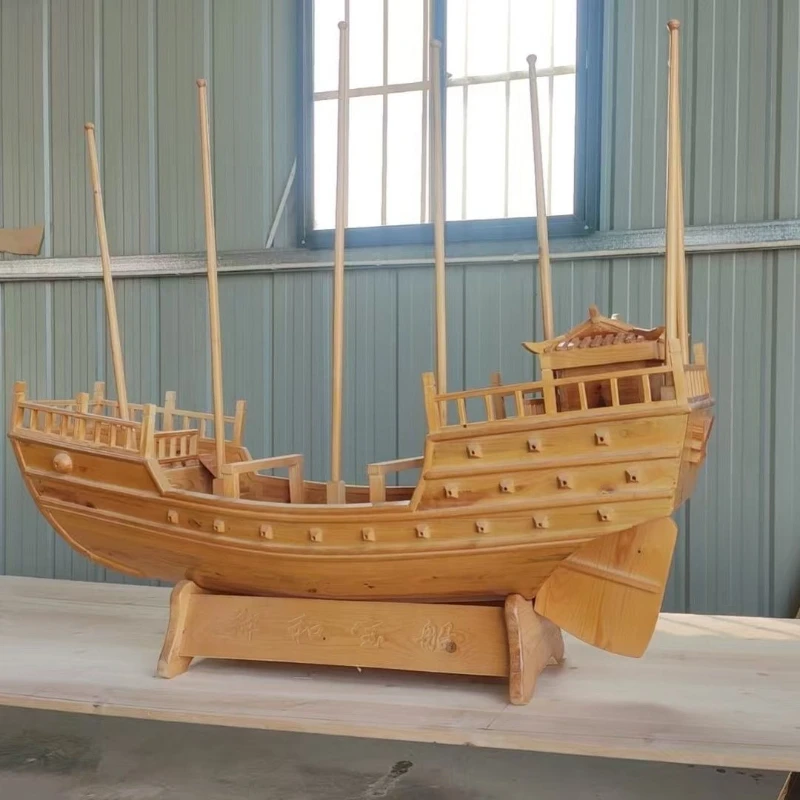 Sailing model living room simulation wooden decoration creative ornament wooden boat