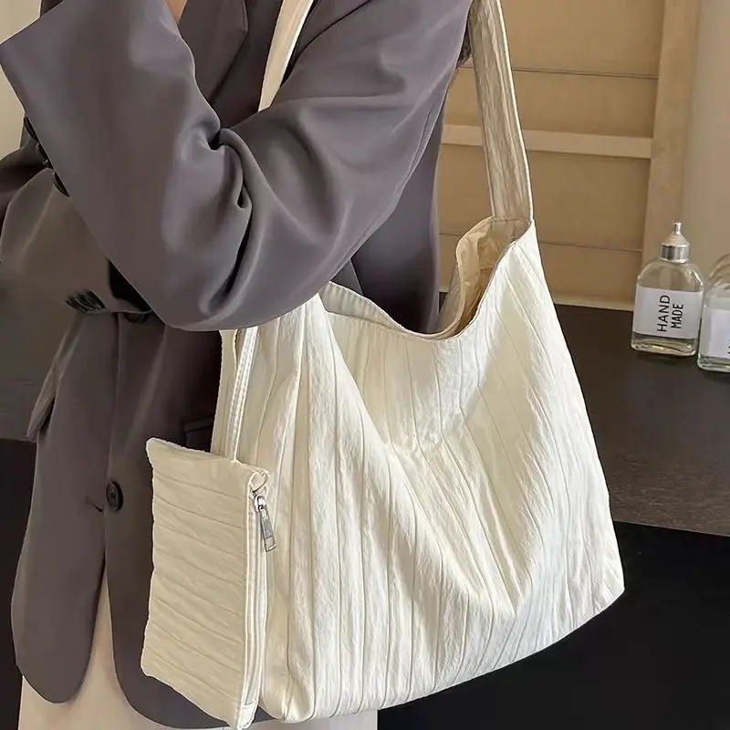 

Loose Canvas Bag Large Capaci oulder Bag Korean Sle Lazy Clouds Artistic Simple aron Color Tote Bag for Commuting