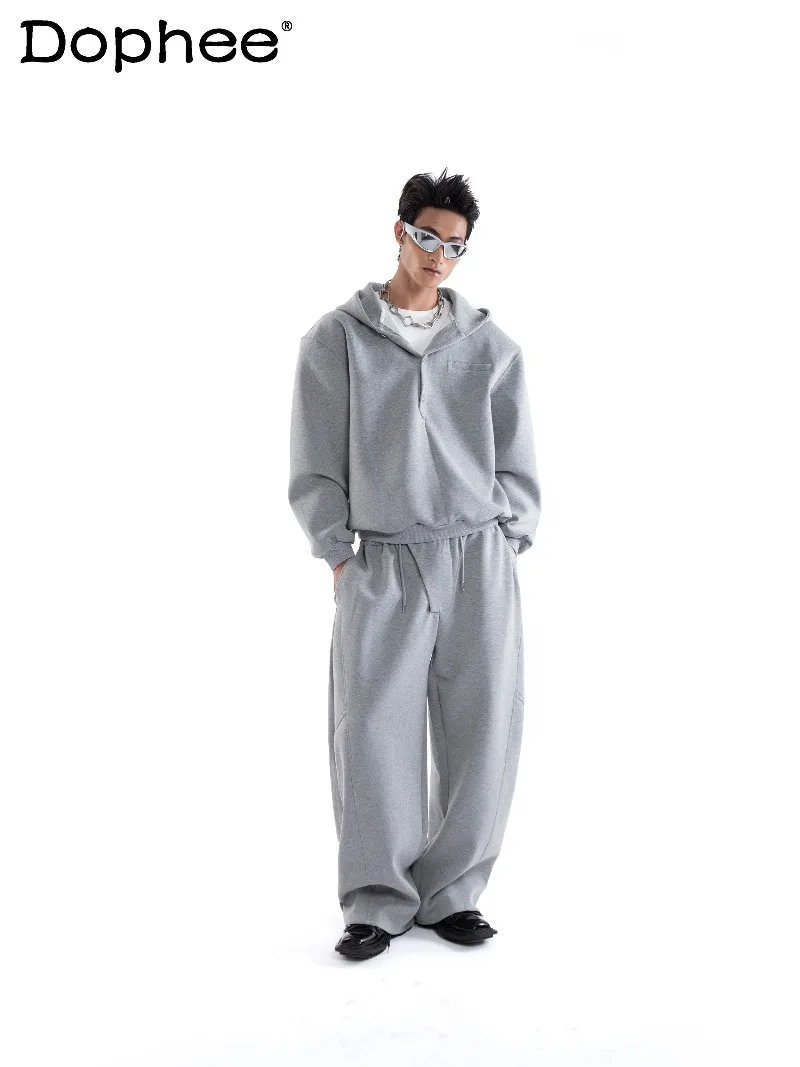 

2026 Spring New Men's Hooded Sweatshirt Set Loose Casual American Fashion Trendy Sports Two-Piece Set