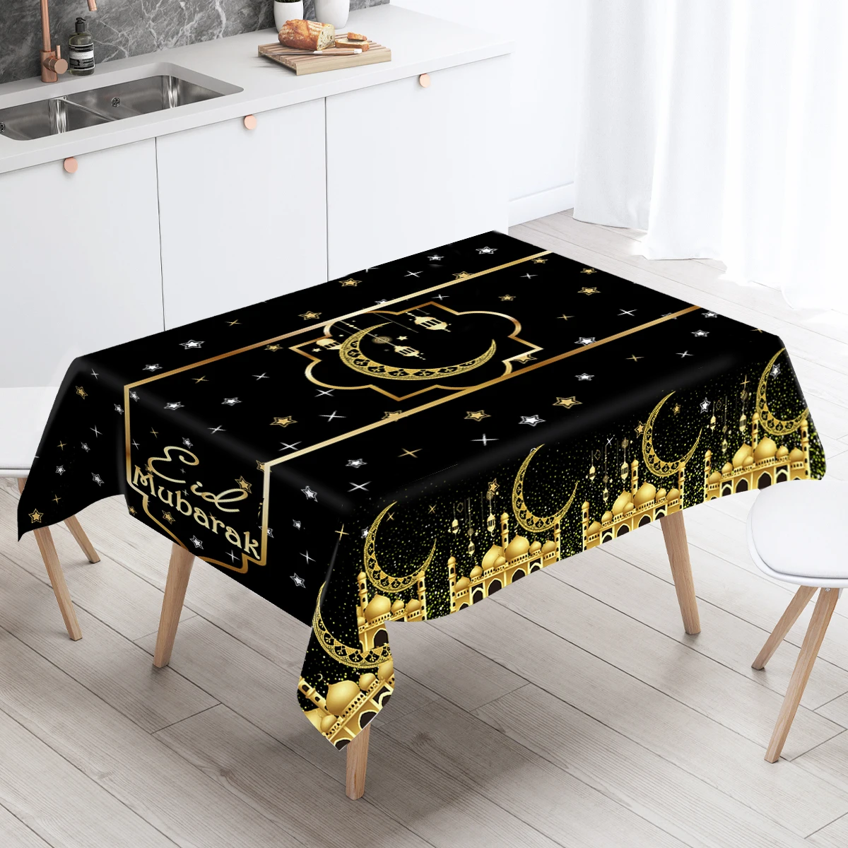 Nappe Eid Mubarak, couverture de Table, décorations du Ramadan pour la maison, toiles de Table musulmans Eid Mubarak, fournitures de fête Eid Mubarak 2025