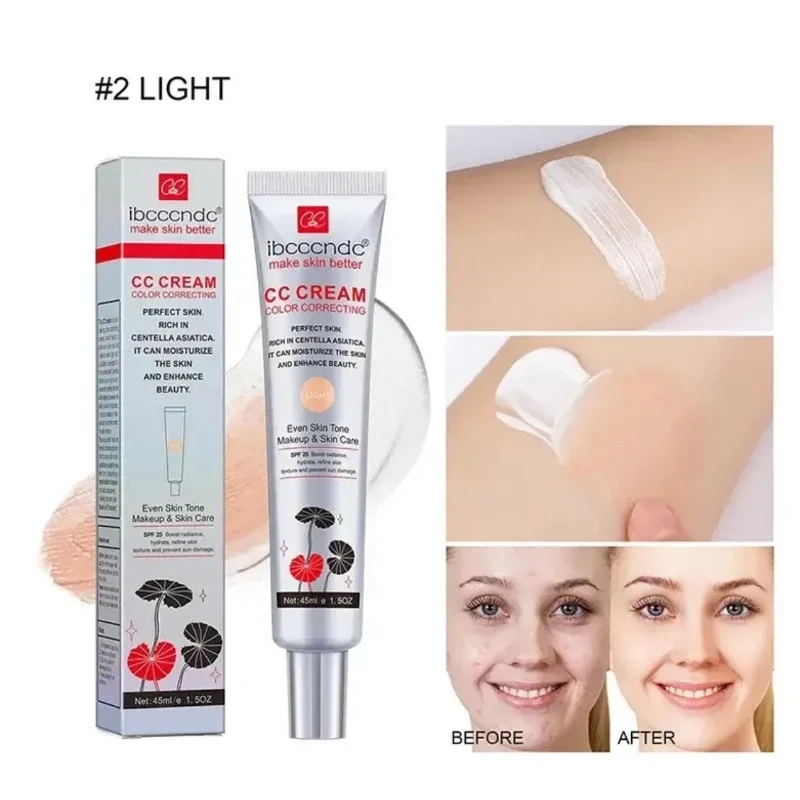 45ml Color Correcting CC Cream Facial Centella Asiatica Repair BB Cream Natural Concealer Whitening Liquid Foundation Cosmetics