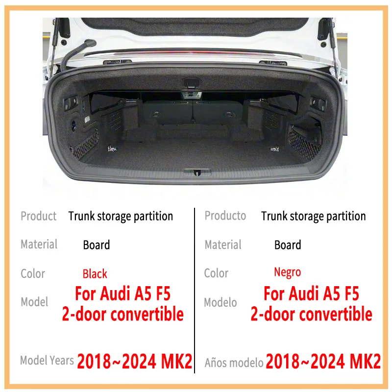 For Audi A5 F5 2018~2024 convertible Thickening Trunk Storage Partition Multifunction Storage Auto Interior Parts Car Accessorie