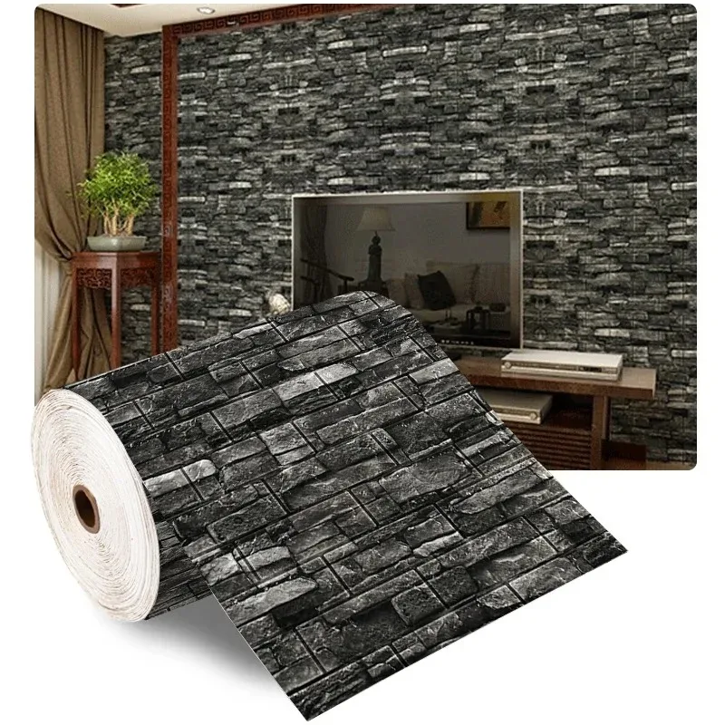 70 cm x 10 m zelfklevend behang decoratie antiek schuim baksteen behang woonkamer slaapkamer waterdichte 3D muursticker