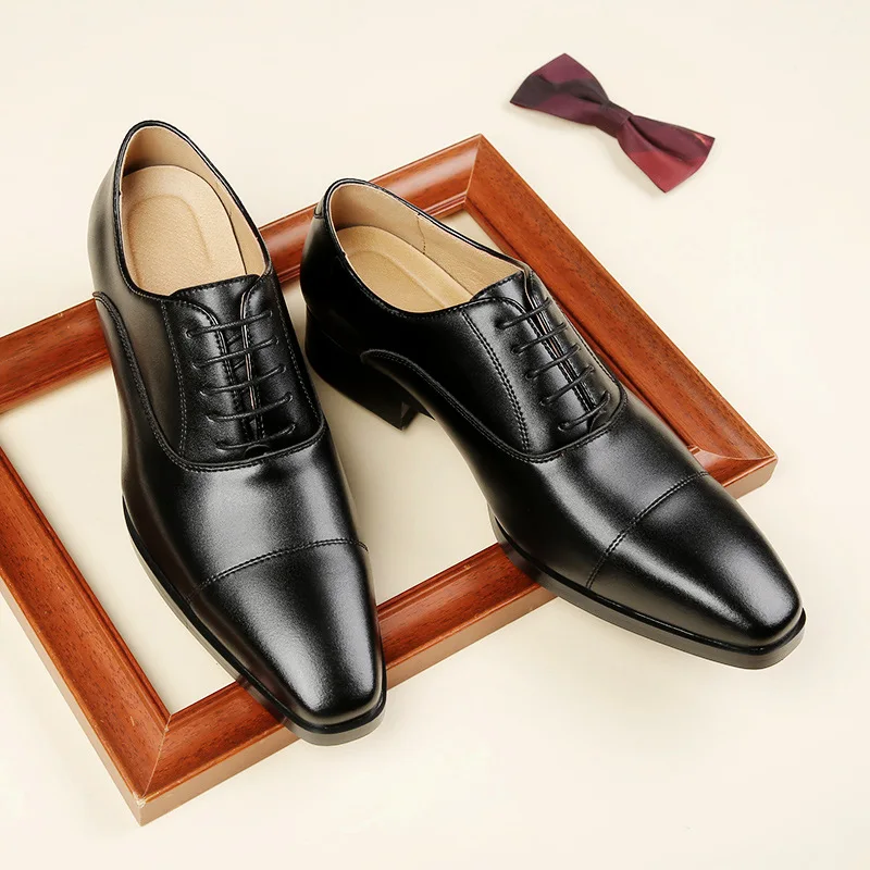 Brand Mens Dress Shoes Luxury Genuine Leather Quality Black Brown Summer Wedding Party Business Shoes for Male Style