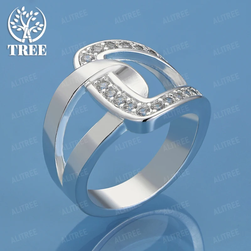 

High Quality Luxury Zircon 925 Sterling Silver Irregular Circular Ring Men Fashion Party Design Jewelry Birthday Accessories