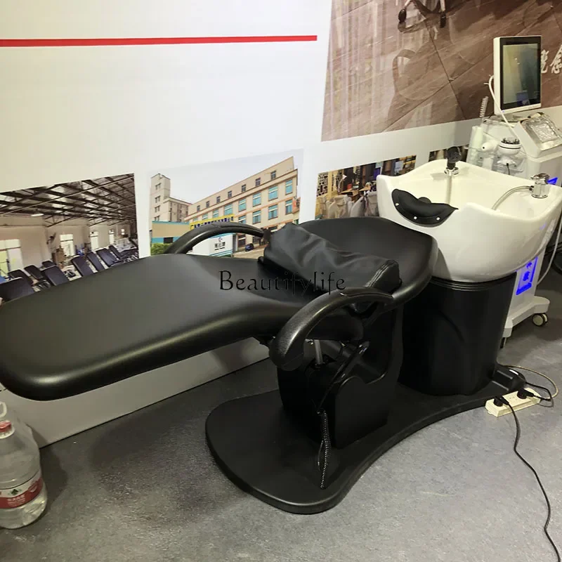 

yj7 Electric liftable barber shop shampoo bed hair salon special high-grade ceramic basin half lying flush bed