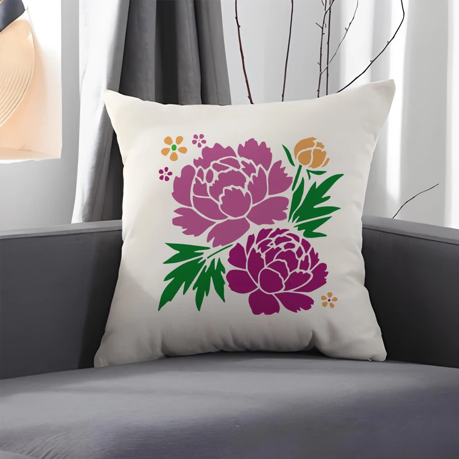 Peony Flower Stencil Template for DIY Decor