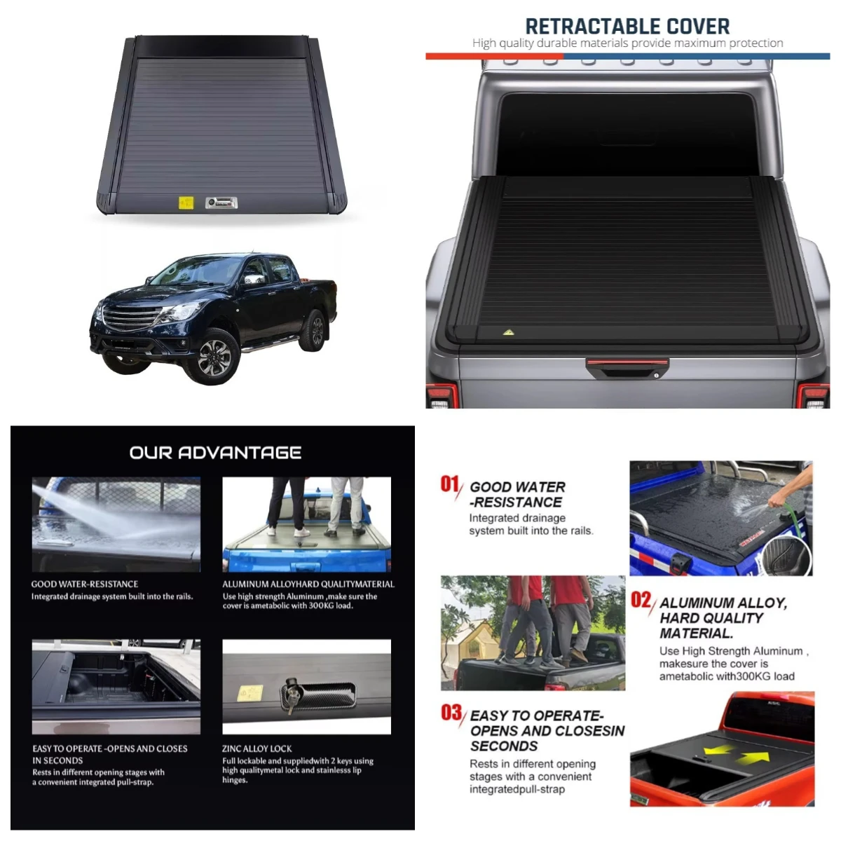 

Krono Wild Customized Aluminum Alloy Waterproof Retractable Pickup Tonneau Truck Bed Cover For BT-50 2020+ Truc