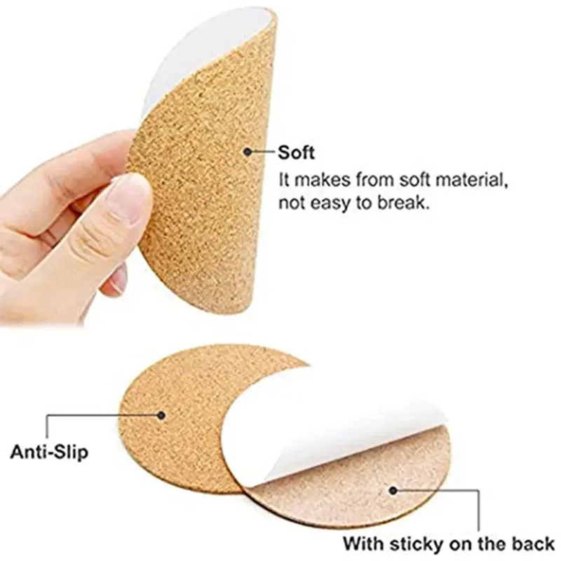 Self-adhesive Cork Mat Round Square Cork Mat Handmade DIY Craft Materials Table Decor for With Strong Adhesive Office Home