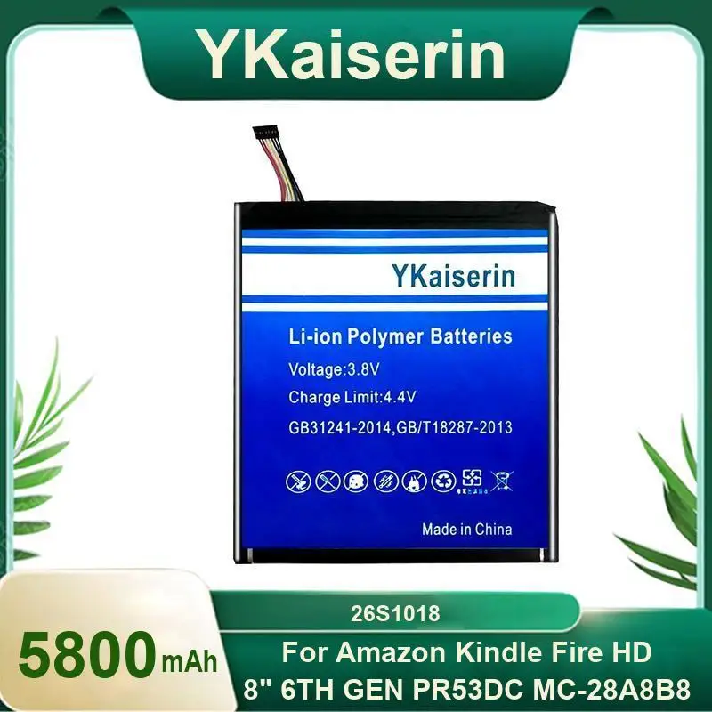 

High-Performance Tablet Battery 5800Mah 26S1018 For Amazon Kindle Fire HD 8" 6TH Gen PR53DC MC-28A8B8 Long Lasting
