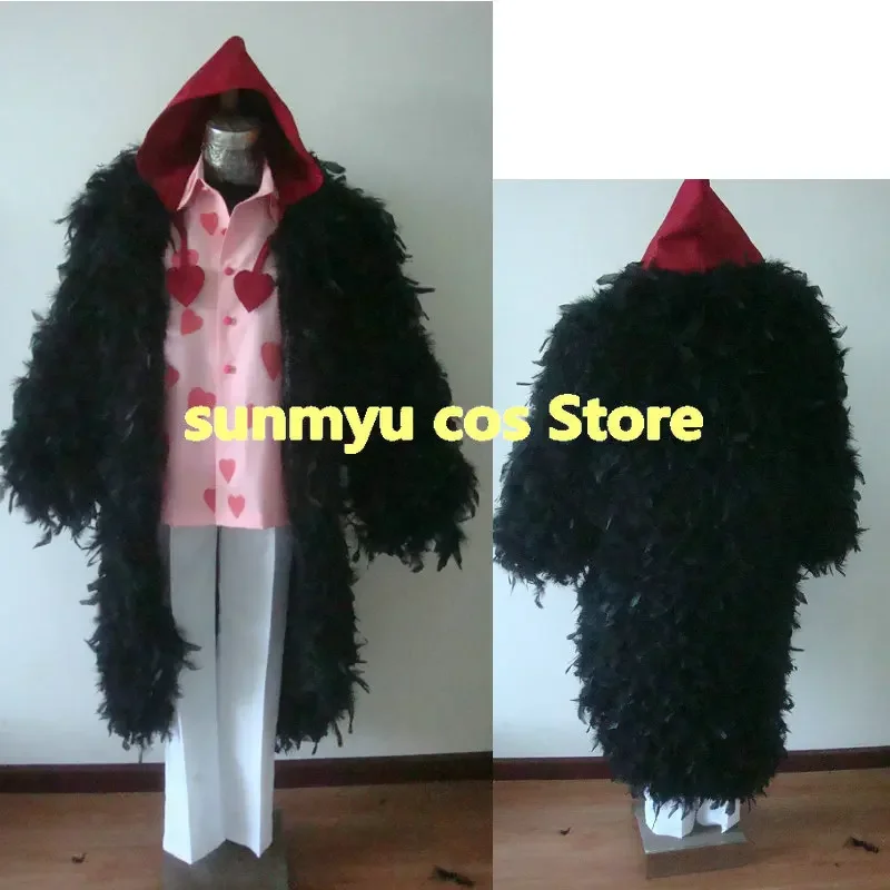 

ONE PIECE Corazon Cosplay Costume Custom size ONE PIECE Cosplay Corazon Costume Halloween Black Feather Coat