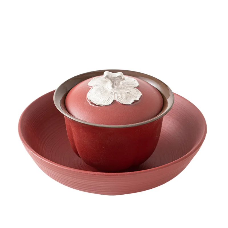 

CX Forbidden City Tomato Ruyi Ercai Gaiwan created a retro ceramic tea bowl