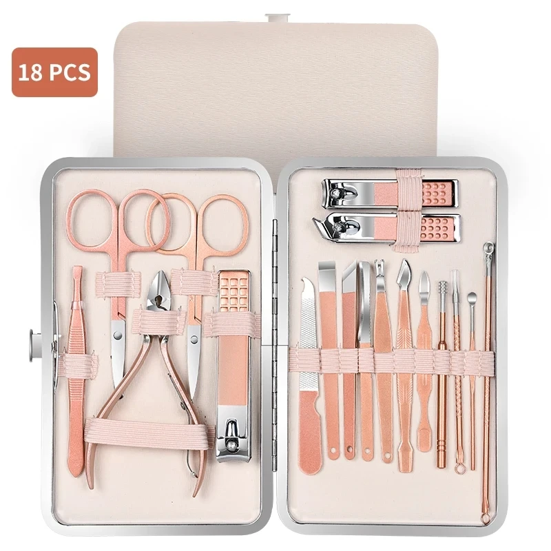 Professionele nagelgelset en 18-delige manicuresnijders Nagelschoonheidshulpmiddelen met UV LED-lamp Droger Semi-permanente gelverniskit