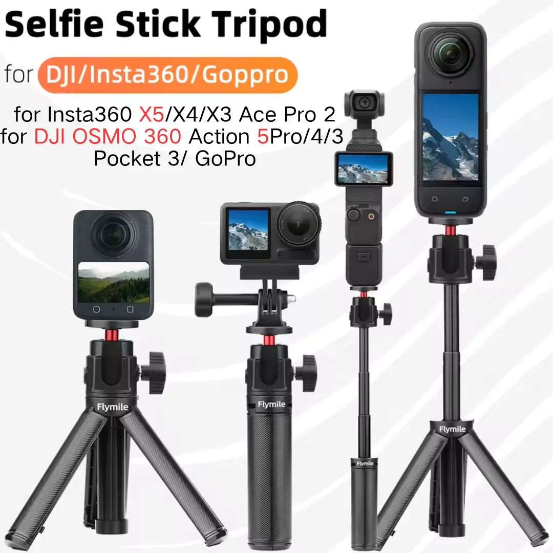 

Desktop Extension Pole Selfie Stick For Insta360 X5 X4 /Go 3s/AcePro2/DJI Osmo Action5/4/3 GoPro Tripod Handheld Portable Mount
