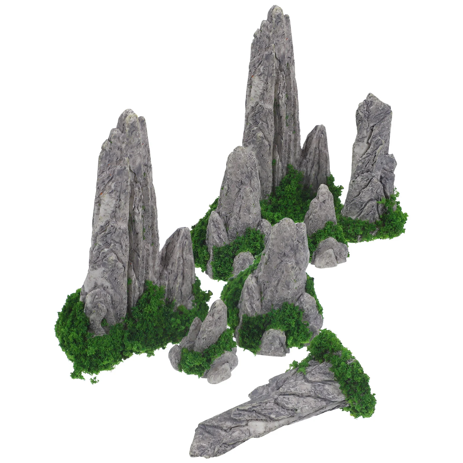 8 Pcs Simulated Rockery Ornaments Sculpture Asian Fish Tank Terrarium Desktop Accessories Outdoor Landscape Mini Statue Model