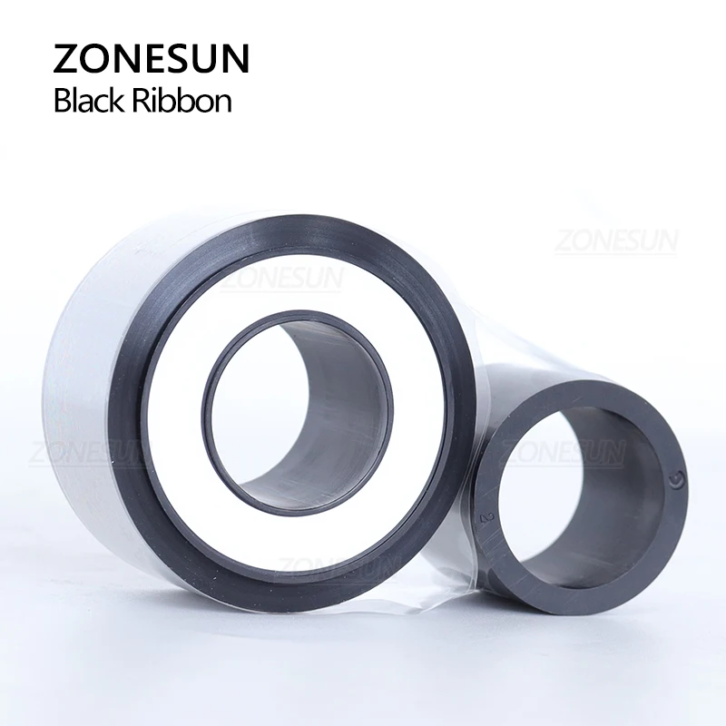 ZONESUN 200M 1 Set Pita Termal Hitam untuk ZS-DC24A Pembuat Kode Cetak Tanggal