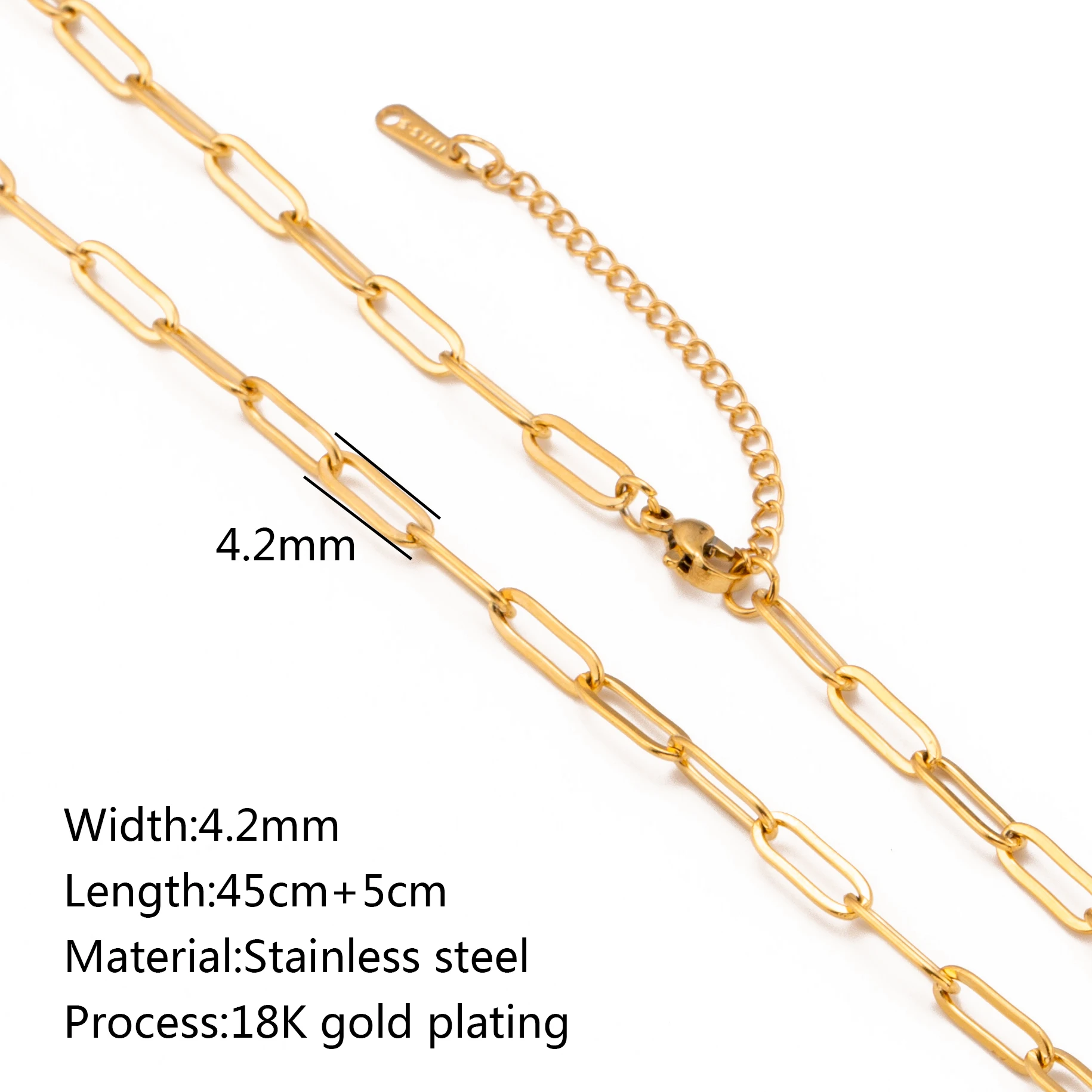 5pc 18K goudkleur PVD verguld roestvrij staal Cuba Cross O Ripple Twisted Chain ketting verstelbare ketting DIY ketting groothandel - afbeelding 1