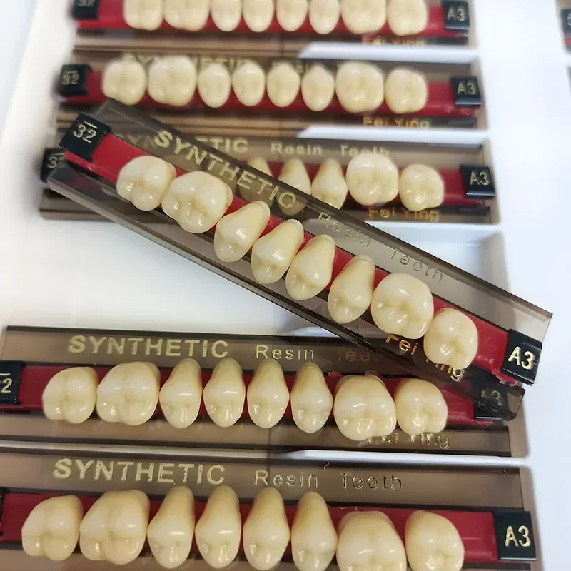 16/12 Sätze/Box Dental Anterior Posterior Polymer Prothese Wirtschaftlicher Zahn A2 A3 2 Schichten Zahnmedizinische Materialien