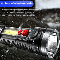 High Power 4 LED Flashlight USB Rechargeable Outdoor Mini Portable Flashlight Highlight Tactical Lighting COB LED Flashlights