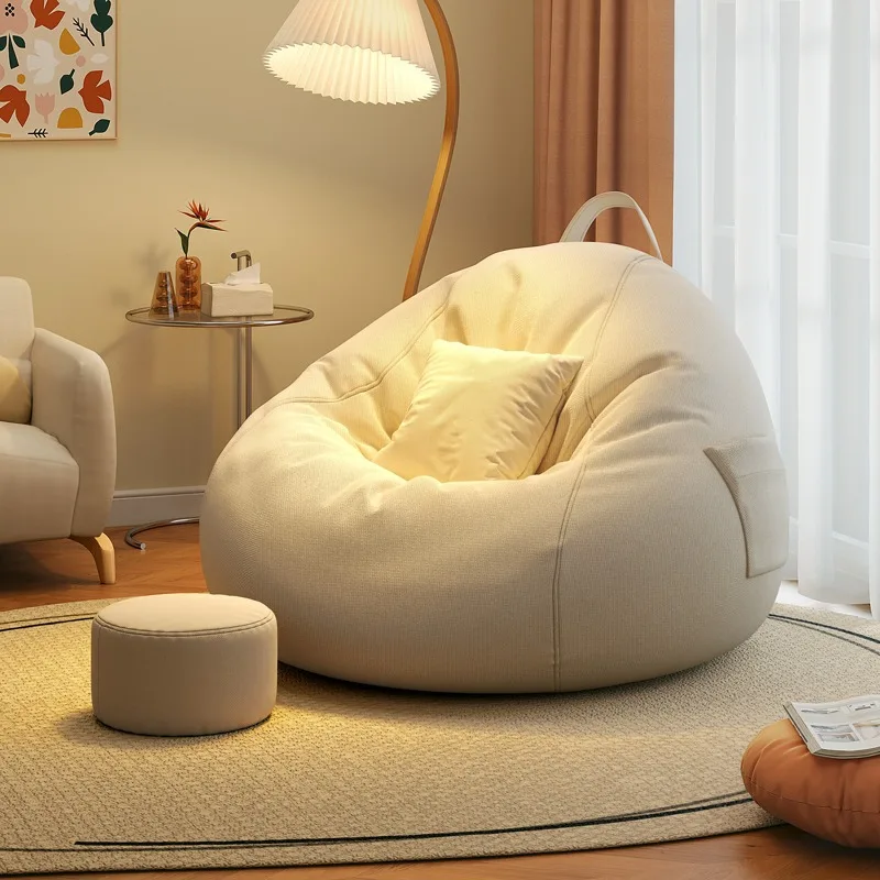 Bean Bag Bed Sofa for Living Room Chair Fabric Lazy Sofa Large Size Complimentary Pillows and Footstools Bedroom Tatami Detachab